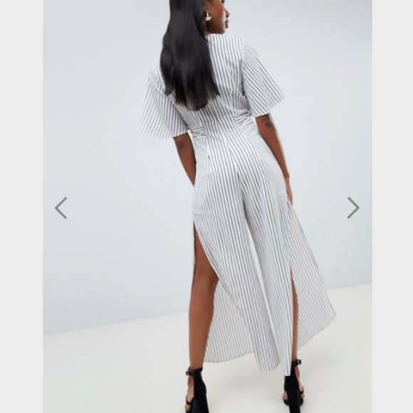 ASOS Parallel Lines Plunge Front Stripe Jumpsuit S - Picture 2 of 10